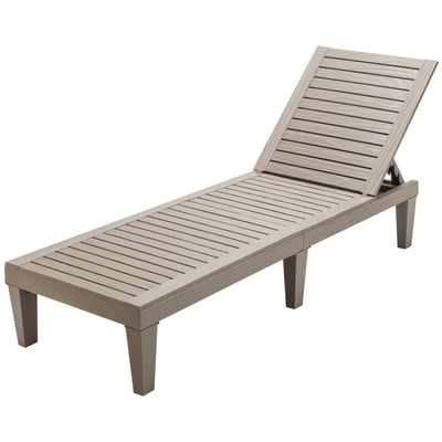 *Outdoor Chaise Lounge Chair with 5 Positions Adjustable Backrest - Brown