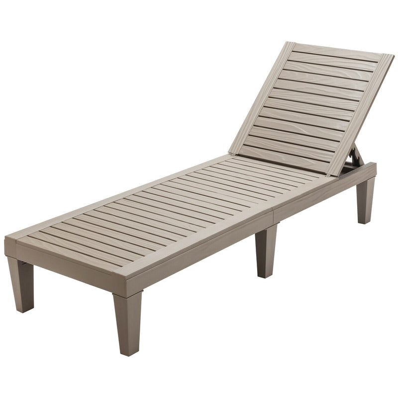 *Outdoor Chaise Lounge Chair with 5 Positions Adjustable Backrest - Brown