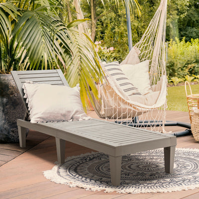 *Outdoor Chaise Lounge Chair with 5 Positions Adjustable Backrest - Brown