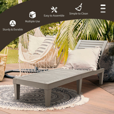 *Outdoor Chaise Lounge Chair with 5 Positions Adjustable Backrest - Brown