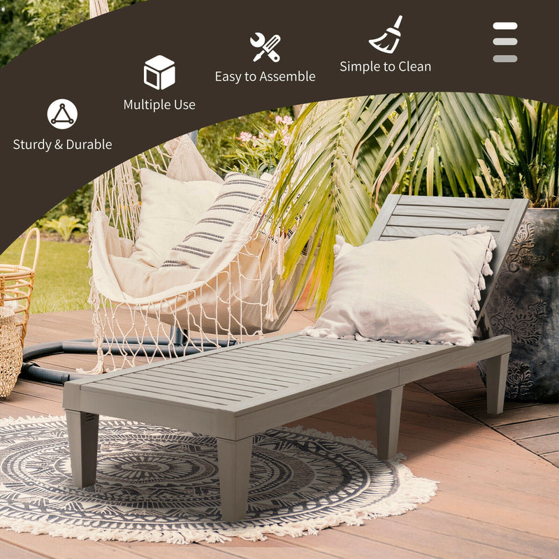 *Outdoor Chaise Lounge Chair with 5 Positions Adjustable Backrest - Brown
