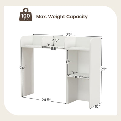 3-Tier Multipurpose Desk Bookshelf with 4 Shelves-White