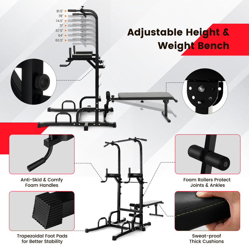 *Power Tower Pull Up Bar Stand with Adjustable Heights and Bench