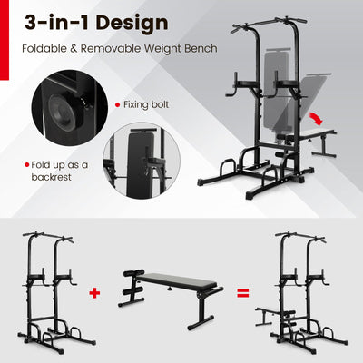 *Power Tower Pull Up Bar Stand with Adjustable Heights and Bench
