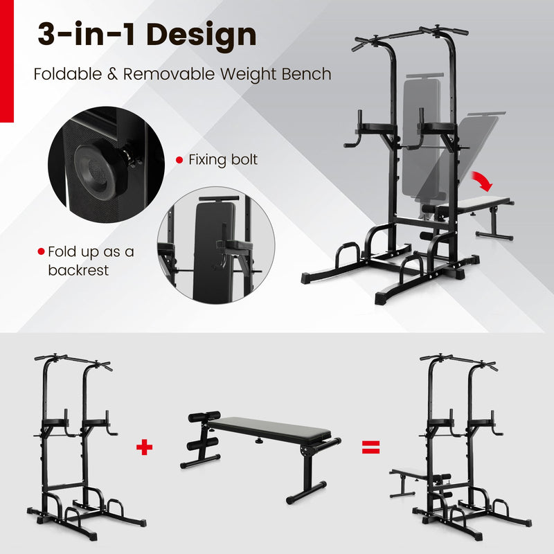 *Power Tower Pull Up Bar Stand with Adjustable Heights and Bench