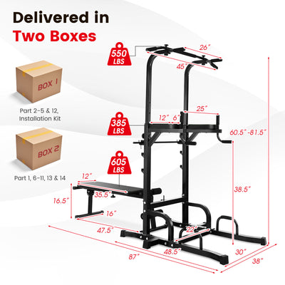 *Power Tower Pull Up Bar Stand with Adjustable Heights and Bench