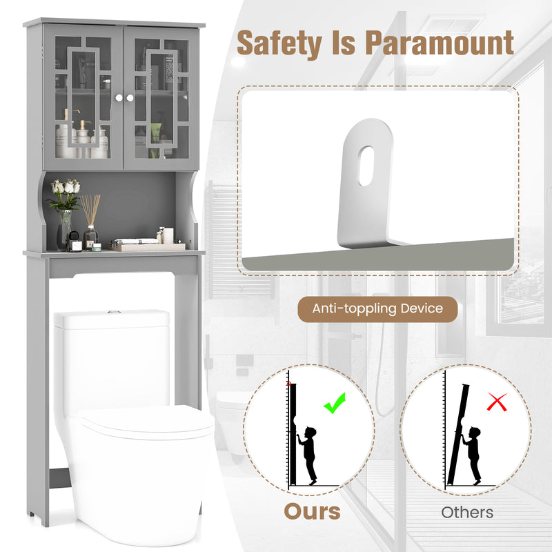 Bathroom Spacesaver Organizer with Adjustable Shelf-Gray