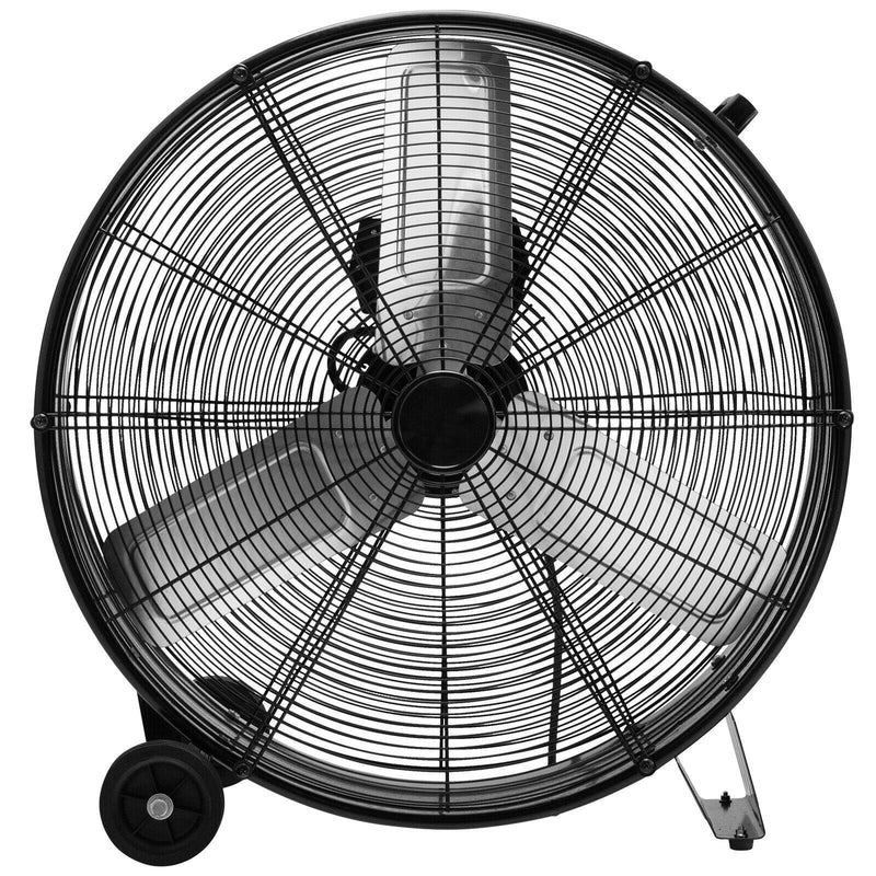 3-Speed 24 Inch Industrial Drum Fan with Aluminum Blades-Black