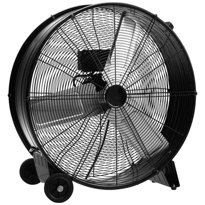 3-Speed 24 Inch Industrial Drum Fan with Aluminum Blades-Black