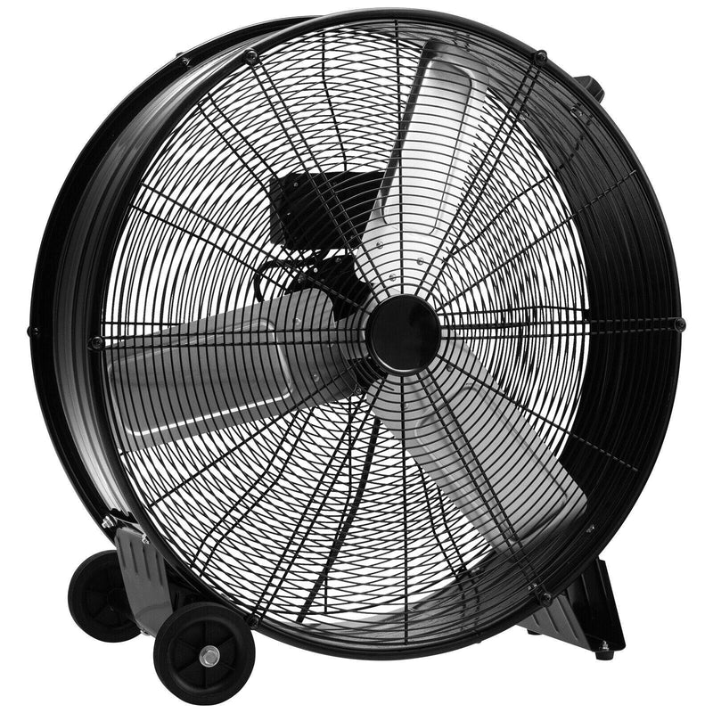 3-Speed 24 Inch Industrial Drum Fan with Aluminum Blades-Black