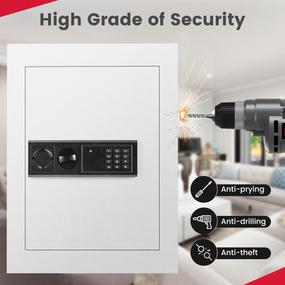 Digital Flat Recessed Wall Safe Security Lock Gun Cash Box-White