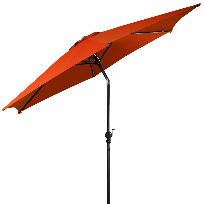 9ft Patio Market Table Umbrella with Push Button Tilt and Crank-Orange