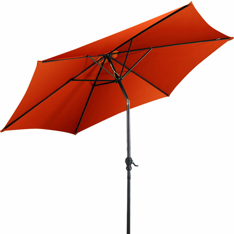 9ft Patio Market Table Umbrella with Push Button Tilt and Crank-Orange