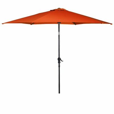 9ft Patio Market Table Umbrella with Push Button Tilt and Crank-Orange