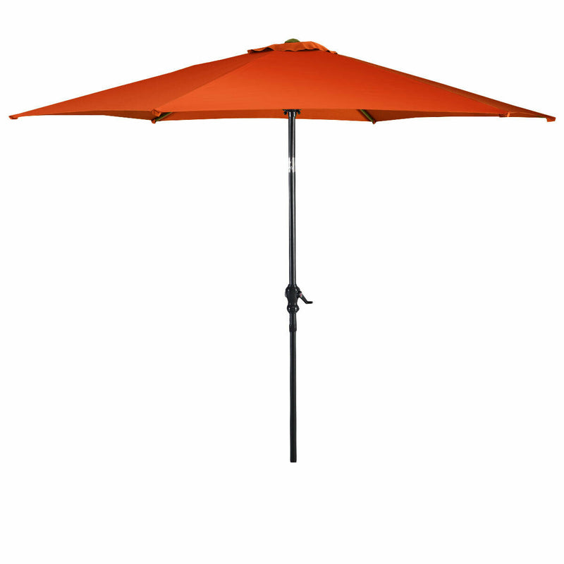 9ft Patio Market Table Umbrella with Push Button Tilt and Crank-Orange