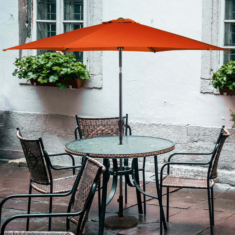 9ft Patio Market Table Umbrella with Push Button Tilt and Crank-Orange