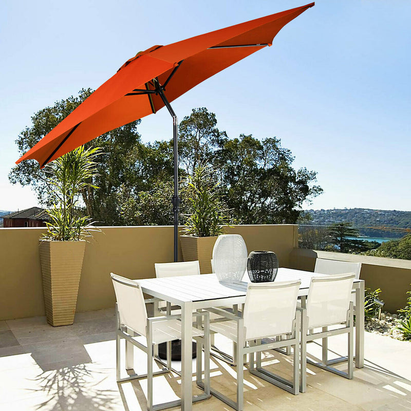 9ft Patio Market Table Umbrella with Push Button Tilt and Crank-Orange