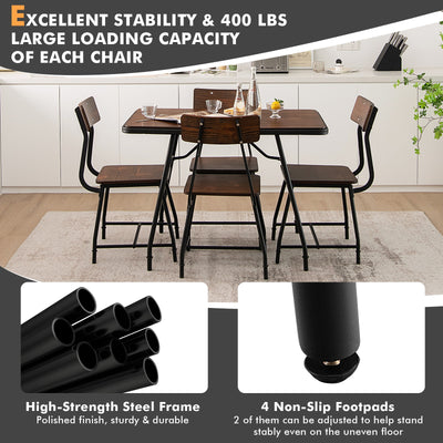 2 Pieces Modern Dining Room Side Chairs with Metal Frame-Brown