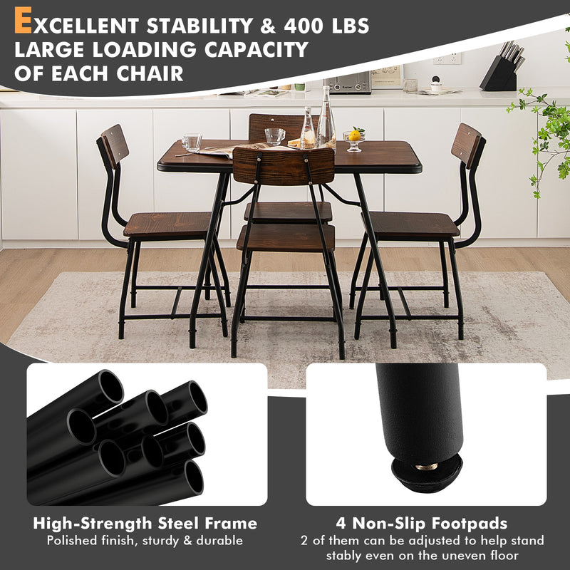2 Pieces Modern Dining Room Side Chairs with Metal Frame-Brown