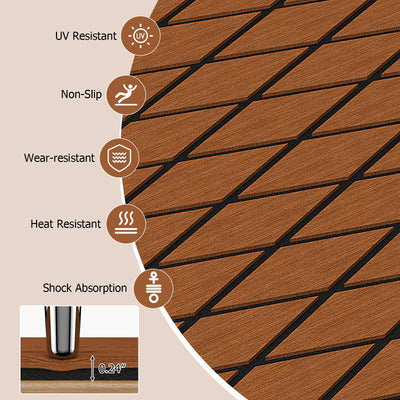 *EVA Foam Boat Decking Sheet with Diamond Shape for Boat Surfboard - Brown
