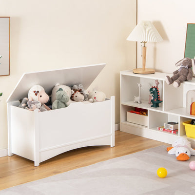Kid's Toy Box with Flip-Top Lid and Cut-Out Pulls