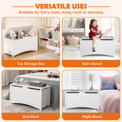 Kid's Toy Box with Flip-Top Lid and Cut-Out Pulls