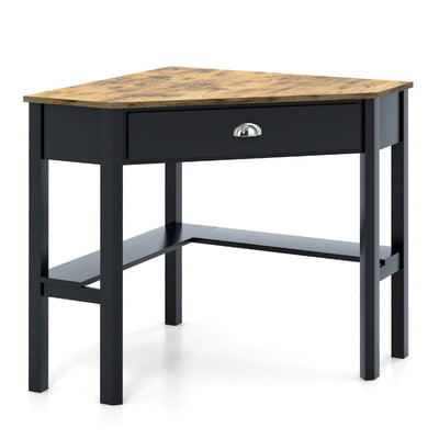 Corner Wooden PC Laptop Computer Desk-Rustic Brown