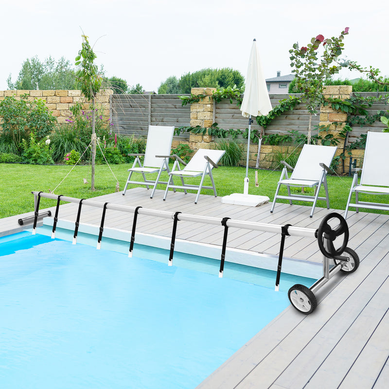 *18 Feet Pool Cover Reel Set Aluminum In-ground Swimming Solar Cover Reel