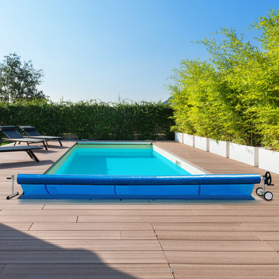 *18 Feet Pool Cover Reel Set Aluminum In-ground Swimming Solar Cover Reel