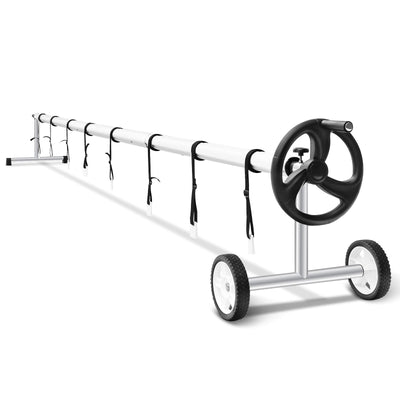 *18 Feet Pool Cover Reel Set Aluminum In-ground Swimming Solar Cover Reel