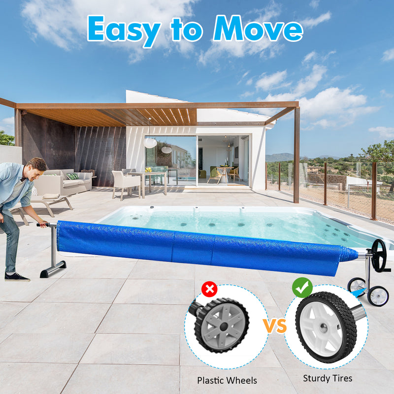 *18 Feet Pool Cover Reel Set Aluminum In-ground Swimming Solar Cover Reel
