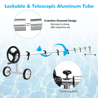 *18 Feet Pool Cover Reel Set Aluminum In-ground Swimming Solar Cover Reel