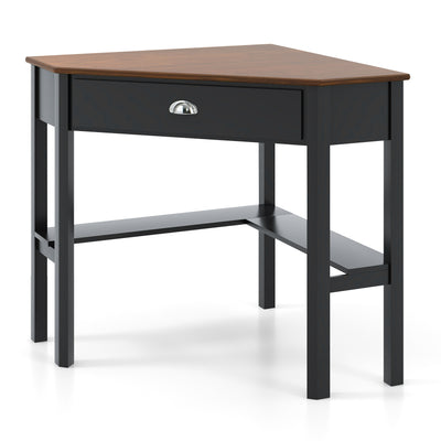 Corner Wooden Piece Laptop Computer Desk-Coffee
