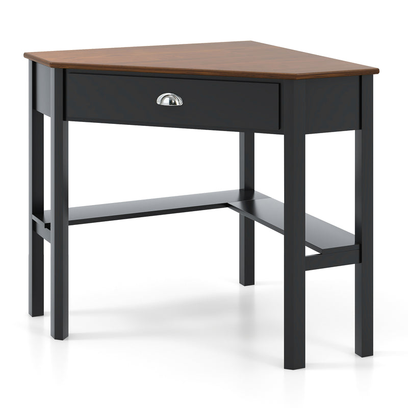 Corner Wooden Piece Laptop Computer Desk-Coffee