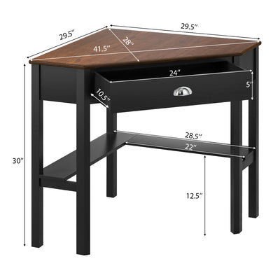 Corner Wooden Piece Laptop Computer Desk-Coffee