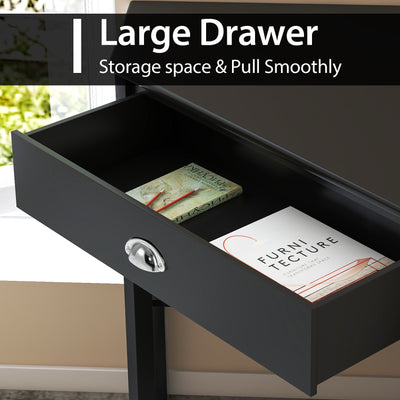 Corner Wooden Piece Laptop Computer Desk-Black
