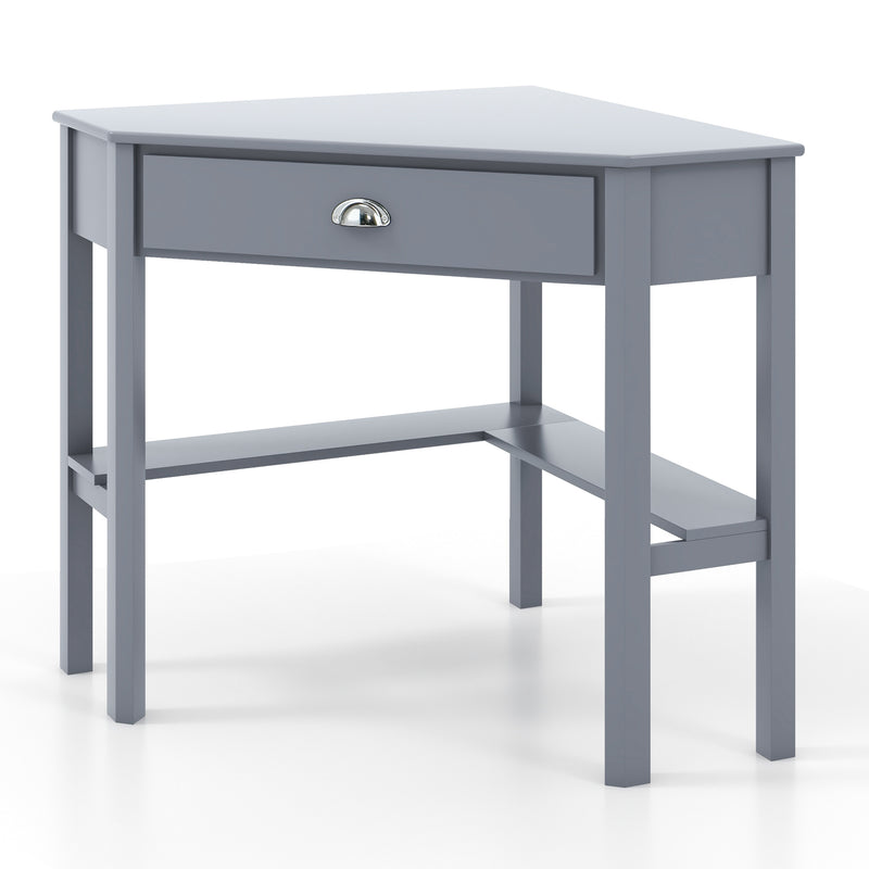 Corner Wooden Piece Laptop Computer Desk-Gray