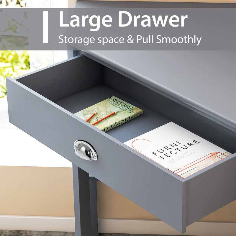 Corner Wooden Piece Laptop Computer Desk-Gray