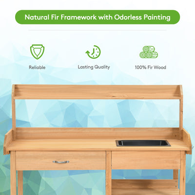 Outdoor Lawn Patio Potting Bench Storage Table Shelf