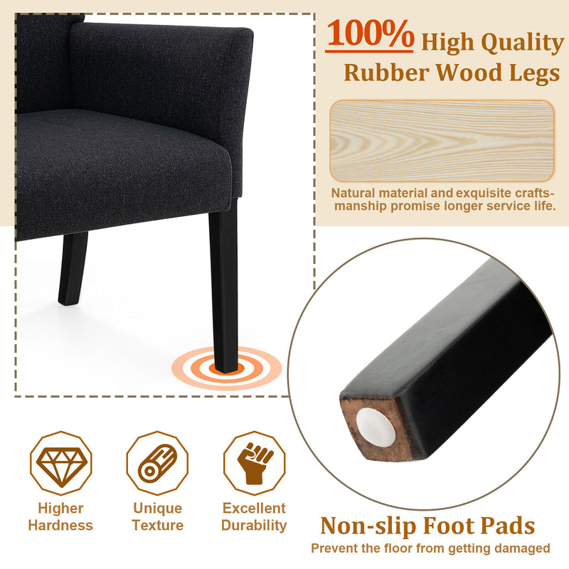 Fabric Upholstered Executive Guest Armchair with Rubber Wood Legs-Black