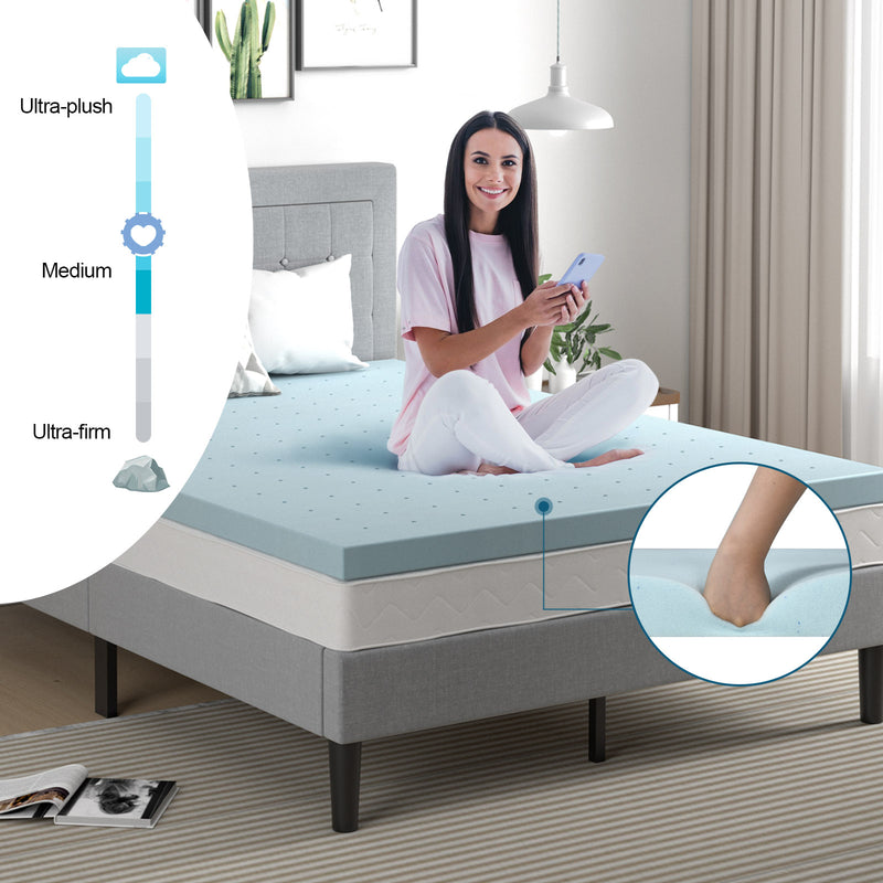4 Inch Gel Injection Memory Foam Mattress Top Ventilated Mattress Double Bed-Queen Size