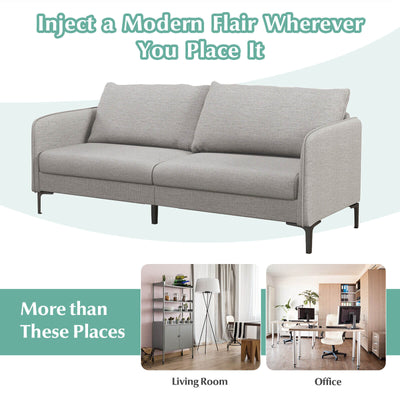 Modern 76 Inch Loveseat Sofa Couch for Apartment Dorm with Metal Legs-Gray