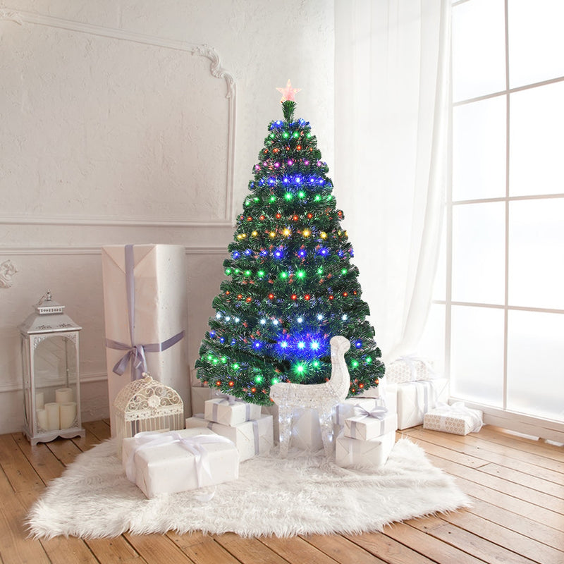 5/6/7 Feet Multicolor Artificial Christmas Tree with LED Light and Metal Stand-6&