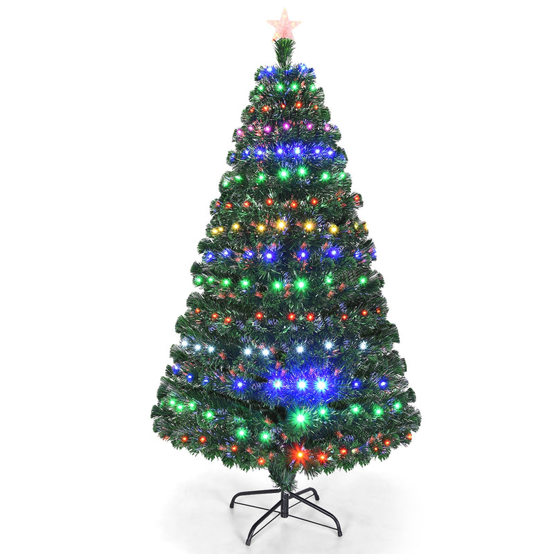 5/6/7 Feet Multicolor Artificial Christmas Tree with LED Light and Metal Stand-6&