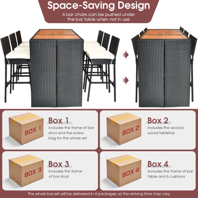 7 Pieces Patio Rattan Wicker Dining Furniture Set
