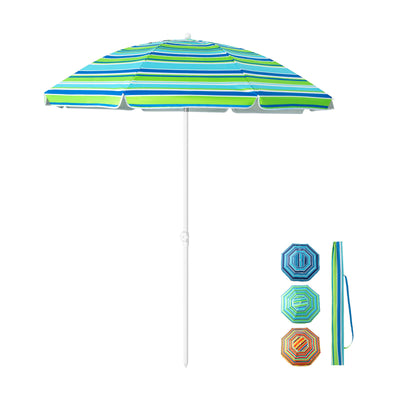 6.5 Feet Patio Beach Umbrella with Waterproof Polyester Fabric-Green