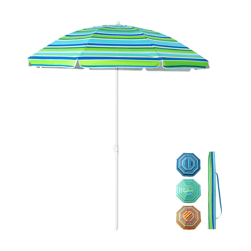 6.5 Feet Patio Beach Umbrella with Waterproof Polyester Fabric-Green