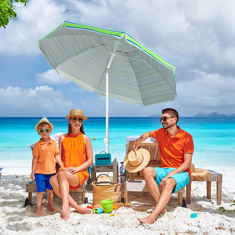 6.5 Feet Patio Beach Umbrella with Waterproof Polyester Fabric-Green