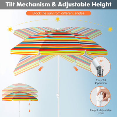 6.5 Feet Patio Beach Umbrella with Waterproof Polyester Fabric-Orange