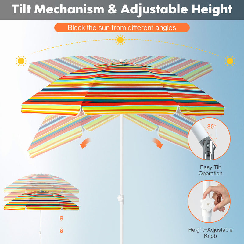 6.5 Feet Patio Beach Umbrella with Waterproof Polyester Fabric-Orange